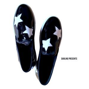 Bella Marie Patent Leather Star Sneakers Women Color Black & White Size 9